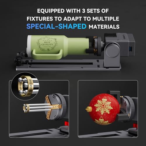 Mandrin rotatif R8 et base H5 ATOMSTACK pour graver les objets sphériques - 5
