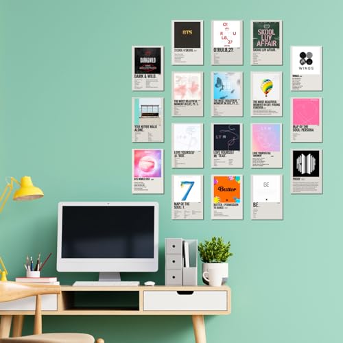 Image of K-Pop Posters | K-Pop Song Posters Pack of 18 (14.8 x 10.5 cm) 300 GSM | Minimalist Poster Set | Living Room Decor | Pinterest Wall Poster | Aesthetic Wall Collage Kit | K-Pop Photocards