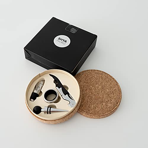 ShyaWorld Set de Vinos Accesorios para regalar. Estuche de Regalo elegante con acabado de Material Natural Eco. (Set Corcho) - imagen 8