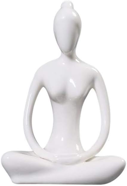 TOONOL Abstract Art Ceramic Yoga Poses Figurine Porcelain Yoga Lady Statue Different Poses Home Yoga Studio Decor Ornament,#3