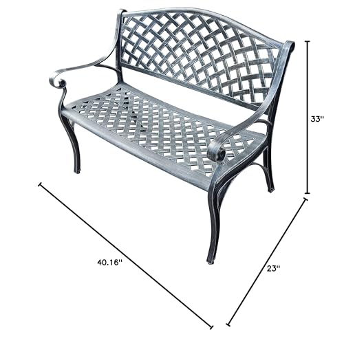 Image of Outdoor Aluminum Modern Patio Bench Loveseat