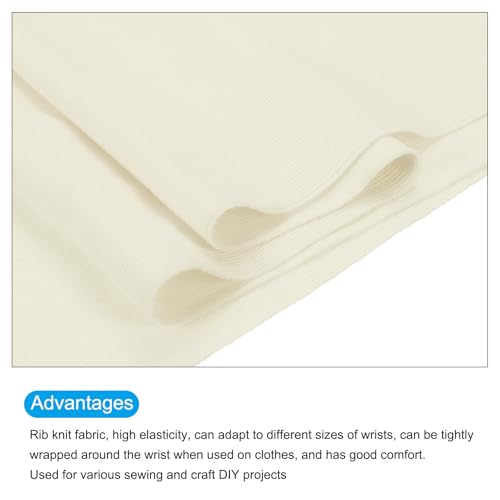 Image of MECCANIXITY 39 inch Elastic Cuffs Ribbed Trims Cotton Fabric Knit Rib Stretch Tape Cuff Sleeve Waistband for Sewing, 12 inch Wide Beige