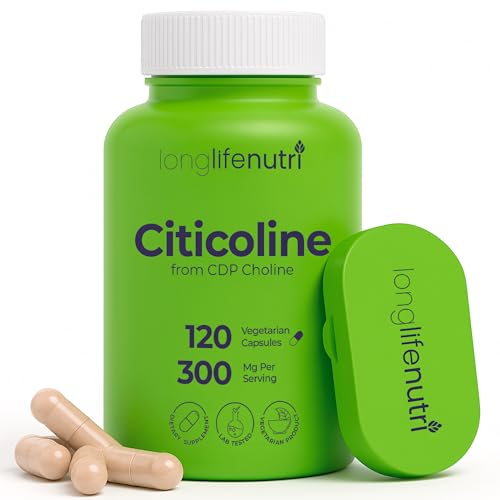 LongLifeNutri Citicoline (CDP-Choline) 300 mg, 120 Vegetarian Capsules, 4-Month Supply, GMP Certified, Made in USA