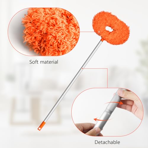 Image of Eunice Ceiling Fan Cleaner Duster with Extension Pole, Orange 4.2FT