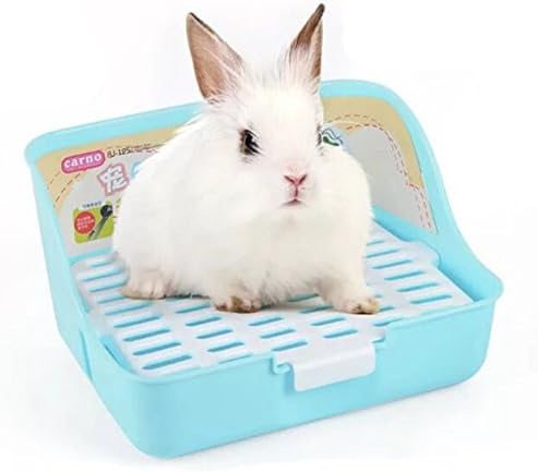 2pcs Large Pet Litter Box for Rabbit Potty Training; Corner Bunny Toilet Tray for Lops or Ferrets (Blue)
