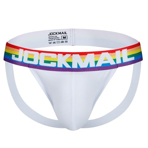 Jockstrap for Mens Underwear Mesh Breathable Athletic Supporter Thong G-String Mens - Gym, Training, Running (US, Alpha, Medium, Regular, Regular, 268white)
