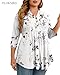 PLOKNRD Women's Plus Size Tops 3/4 Sleeve Henley V Neck Button Up Flowy T Shirts Tunic Loose Blouses