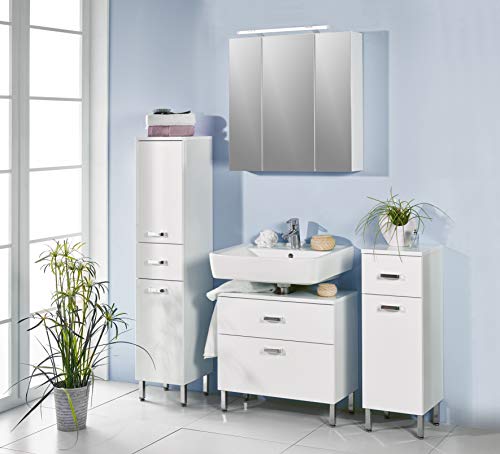 Schildmeyer Tall Cupboard, Wood Effect, White Shiny, 30,4 x 31,9 x 141,9 cm Schildmeyer Tall Cupboard, Wood Effect, White Shiny, 30,4 x 31,9 x 141,9 cm