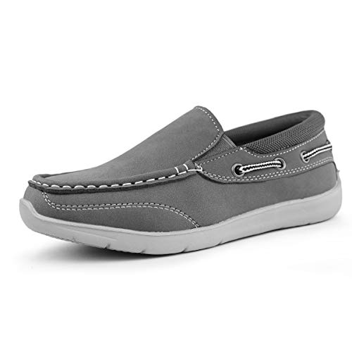 Hawkwell Kids Boys Loafers School Casual Boat Shoes(Toddler/Little Kid), Grey PU, 13 M US