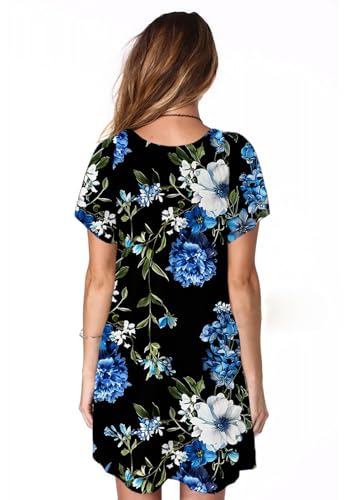 Image of Alaster Women's Casual Summer T Shirt Dress Loose Short Sleeve Tunic Dress with Pocket for Women