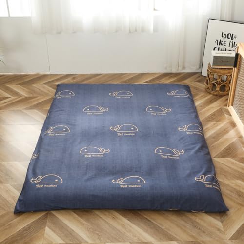 EFELIM Futon Mattress Cover King Queen Full Size, Printed Japanese Floor Mattress Futon Cover RV Mattress futon Slipcovers with Zipper Washable (Whale,Queen:150x200cm/59x78in)