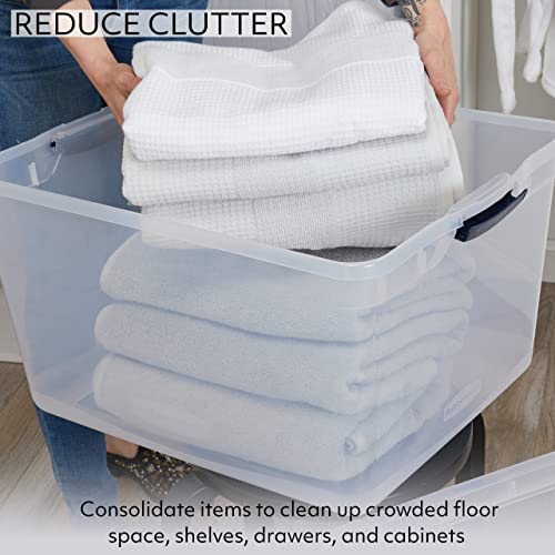 Rubbermaid Cleverstore Clear 71 Qt/18 Gal, Pack Of 4 Stackable Large Storage Containers With Durable Latching Clear Lids, Visible Storage, Great For Tools, Sports Equipment, And Large Items #TOP6