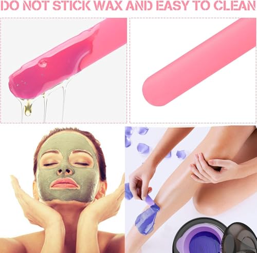 Image of 6Pcs silicone wax applicator Non-stick Waxing Applicator Hair Removal Sticks Applicator Spatula Reusable Hard Wax Scraper for Home Salon Body Use (Pink)