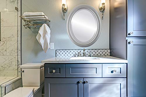 Ovalcrest Oval Beveled Wall Mirror For Home Decor - Wright Style - Silver Spray - 28X40 Outside Dimensions #TOP1