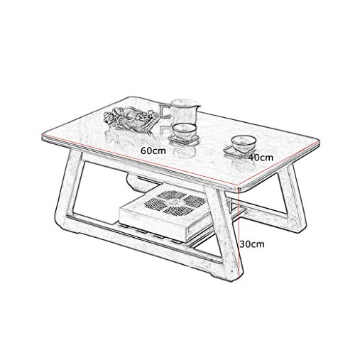 Table basse robuste hauteur 30 cm avec étagère rangement salon - 4