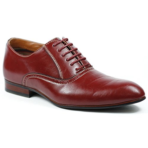 Ferro Aldo Men's 19372L Wine Red Lace Up Almond Toe Oxfords Dress Shoes