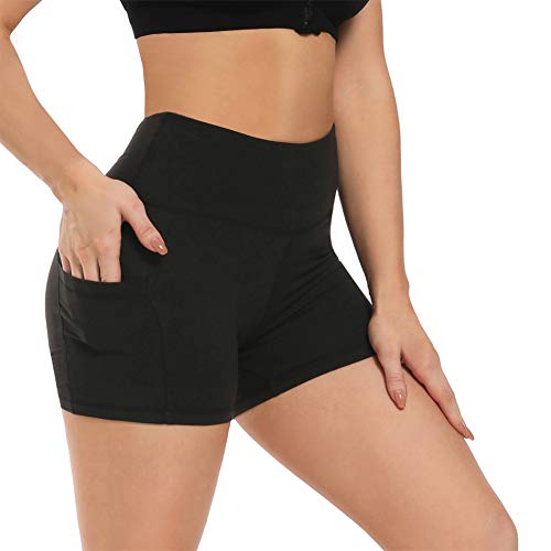 Fotociti Yoga Shorts for Women – 5" High Waisted Biker Shorts with Pockets for Workout, Training, Running