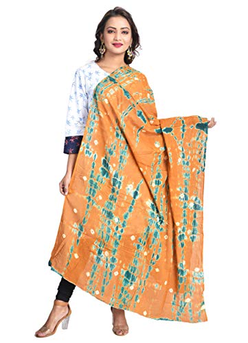 Image of Women's Pure Cotton Multi-Colored Traditional Authentic Tie Dye with Bandhej Bandhani Dupatta Chunni