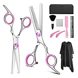 Tijeras para cortar el cabello Juego de 10 piezas Profesional 6 '' con bolsa Peine Clip Cepillo Corte de pelo Adelgazamiento Tijeras de corte de peluquero Tijeras de peluquería Kit de corte de pelo