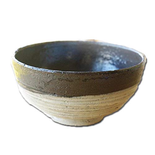 松助窯 ご飯茶碗 黒ミカゲ黄色粉引 粗削り 和食器 陶器 食器 うつわ 美濃焼 おうち