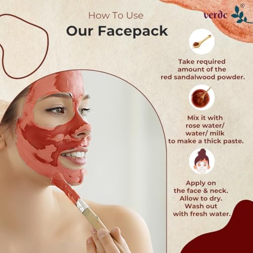 Image of 100% Natural Face Packs of Organic Kasturi Manjal & Red Sandalwood Powder for Beatiful Glowing Skin (50gm, 40 gm, Combo of 2)