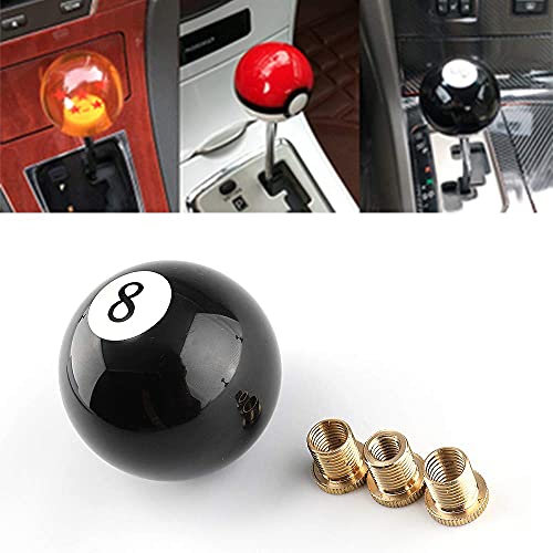 Top10 Racing 8 Ball Billiard Black Round Shift Knob Acrylic Gear Shift Knob With 3 Adapters Universal Fit For Manual Car M 8 * 1.25, M 10 * 1.25, M 10 * 1.5, M 12 * 1.25 #TOP4