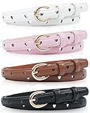Kajeer Girls Belt 4/3 Pack, kids Leather Belt Unlimited Adjustment Cute Gold Round Buckle Heart Hole Youth...