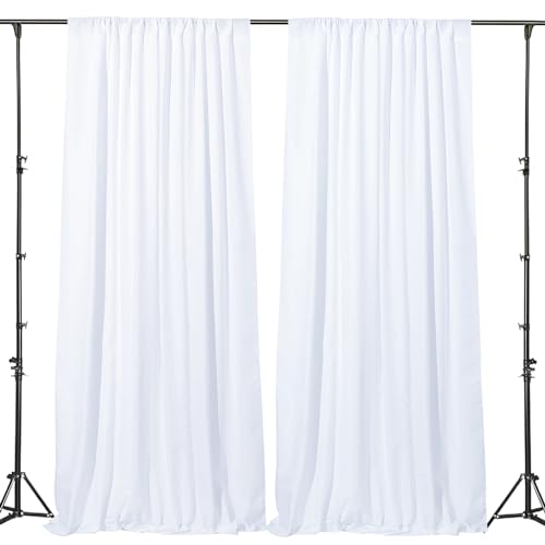 Gallety 10 FT x 10 FT White Backdrop Curtain - Polyester Backdrop Curtain Panels with 4 Inch Rod Pockets - Wedding Ceremony Party Home Window Decoration