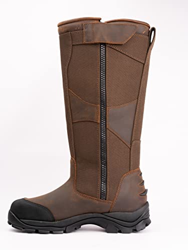 GOODVILLE PreyMaster Men's Waterproof Hunting Snake Boots with Zipper- Puncture and Slip-Resistant Knee High, Pull On Snake Shoes for Men - 17 Inch Height, Rubber sole, Made with SnakeGuard Extreme Material, Breathable, Comfortable, Brown3