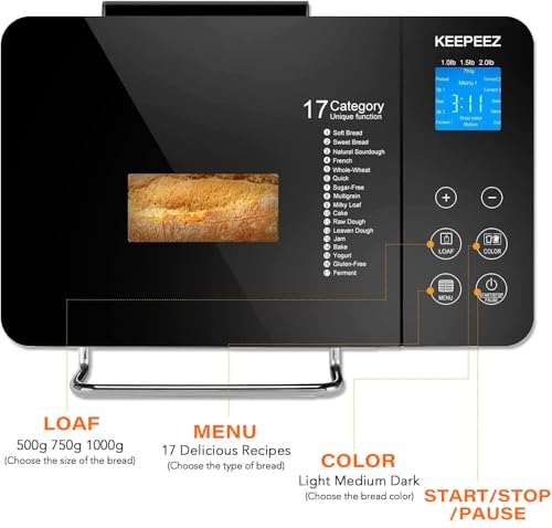 Bread Maker, 17-in-1 2LB Stainless Steel with Bread Machine, Non-Stick Pan, Smart Touch, Auto Nut Dispenser, 15H Timer&Keep-Warm, 3 Sizes 3 Colors, 66 Recipes, Gluten-Free, Sourdough image 3