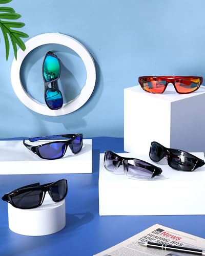 Image of Frienda 6 Pack Polarized Sport Sunglasses for Men Multipack Fit over Glasses Pack Lot Set Men's Sport Fishing Eyeglasses