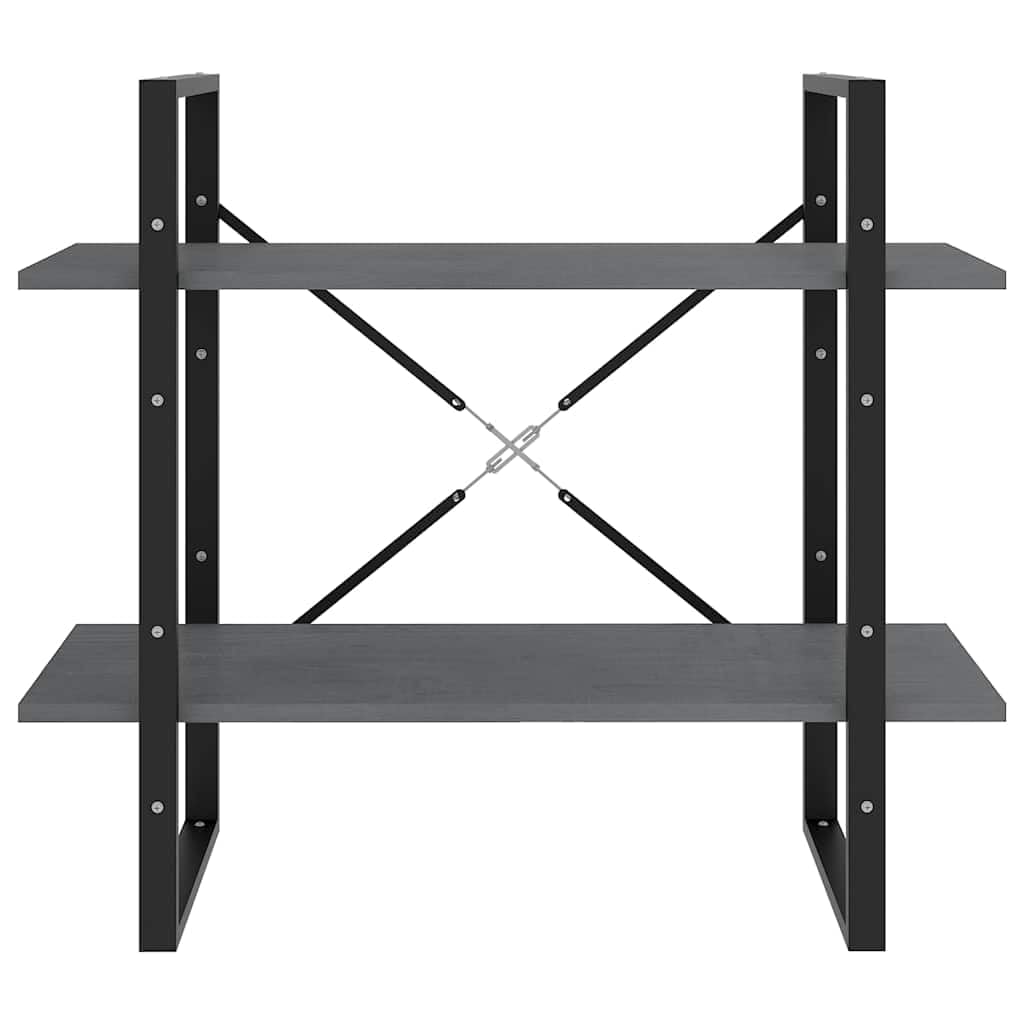 Libreria a 2 ripiani, grigio, 80 x 30 x 70 cm, in legno massello di pino, da parete, divisorio, scaffale decorativo per soggiorno, studio, cameretta dei bambini