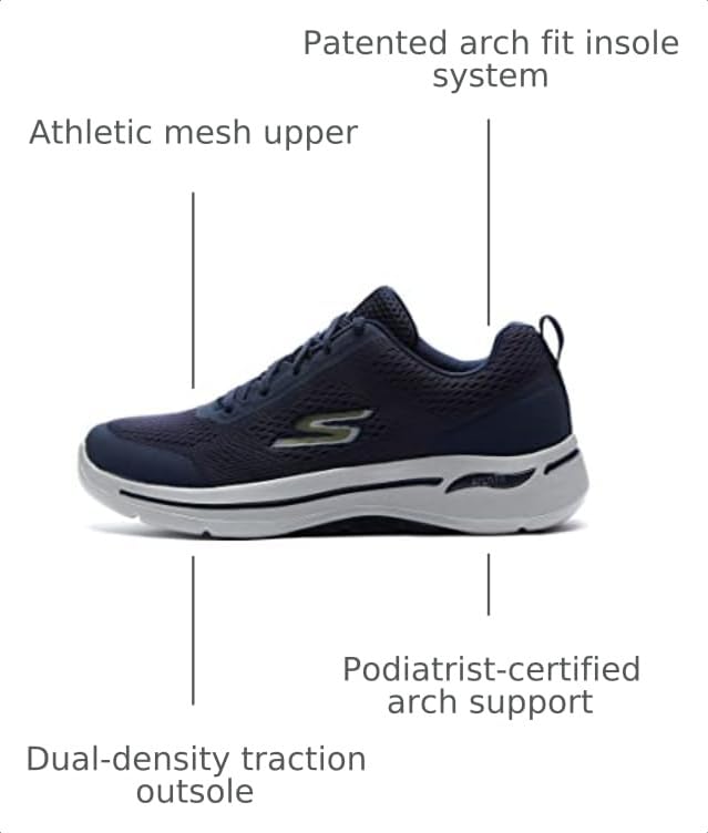 Image of Skechers Men's Go Walk Arch Fit Mesh Lace-Up | Arch Fit Removable Insole, Ultra Go Cushioning, Comfort Pillar Technology, Breathable Mesh Upper, Machine Washable