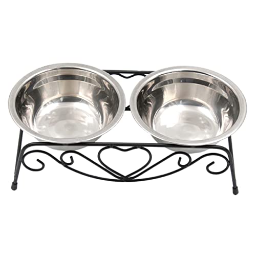 Happyyami 1Set Stainless Steel Dog Bowls with Detachable Iron Stand Elevated Pet Feeder for Cats and Dogs Reduces Neck Burden Convenient Design for Easy Feeding and Health