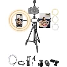 Acuvar Vlogging Kit with Ring Light Tripod Content Creator Kit for iPhone, Android & Tablets, Microphone, Remote, YouTube & TikTok Starter Kit for Influencers