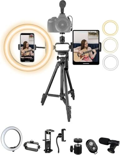 Acuvar Pro Vlogging Kit for iPhone, Android & Tablets– Ring Light, Tripod, Mic, Remote, Content Creator Kit, YouTube Starter Kit, Influencer Vlogging Camera Kit for TikTok Instagram