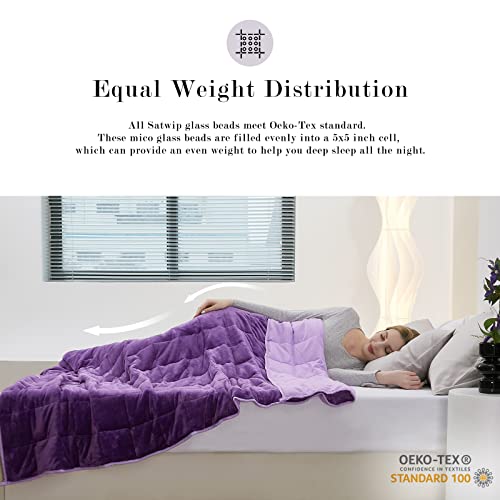 Satwip-Purple-Weighted-Blanket-15-Pounds-Fuzzy-Warm-Flannel-Throw-Blanket-with-Soft-Breathable-Sanded-48-x-72-inches-Purple