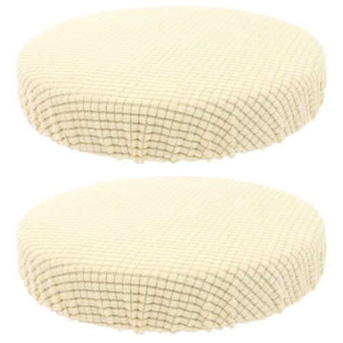 Toyvian Funda Elástica Beige para Taburete Redondo de Bar, 2 Piezas de Poliéster y Protectora para Sillas de Restaurante y Oficina