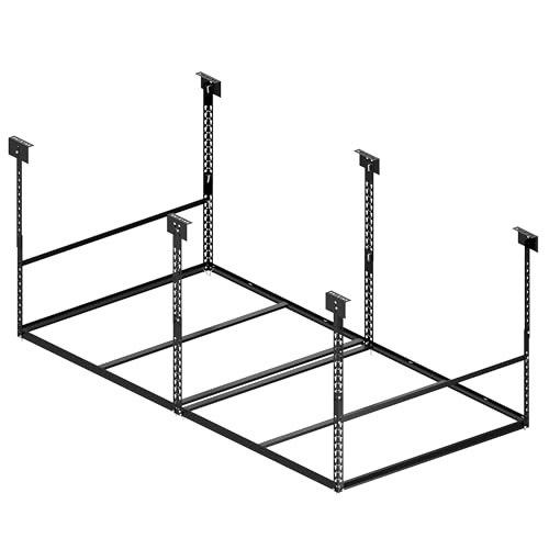 Image of 4x8 Ft Overhead Garage Storage Rack, 28-41 inch Height Adjustable Ceiling Mounted Organization Rack, 850 lbs Weight Capacity, 48 inchx96 inch Heavy Duty Space-Saving Metal Rack for Garage Storage