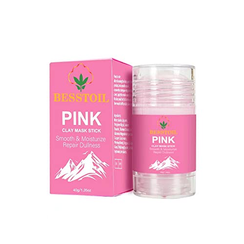 Barra de mascarilla de arcilla Rosa - eliminador de cabeza negra, limpieza de poros profundos, control de aceite - fórmula mejorada, vegana pura, natural, sin crueldad (Rosado)