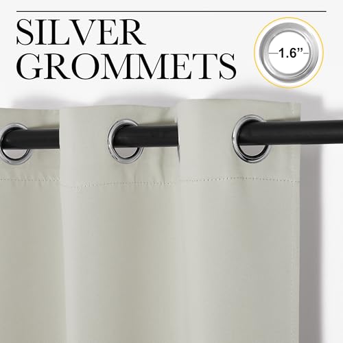 Image of NICETOWN Thermal Insulated Grommet Room Darkening Curtains /Draperies /Panels for Bedroom (Bone White, 2 Panels, W42 x L63 inches)
