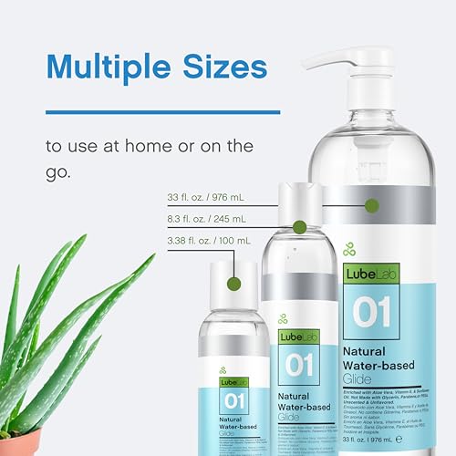 Image of Waterbased Lube 3.38 Fl Oz. Personal Lubricant w /Aloe & Vitamin E, Portable, Hypoallergenic, Free of Paraben&Glycerin&PEGs, PH-Balanced, Natural Smooth Slippery Glide Gel for Couples, Men, Women