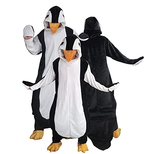 Tragbarer Pinguin-Decke, Hoodie für Damen und Herren, Erwachsene, Schlafsack, super weich, warm, gemütlich, Flanell-Fleecedecke,1.8 m, Cosplay-Pinguin)