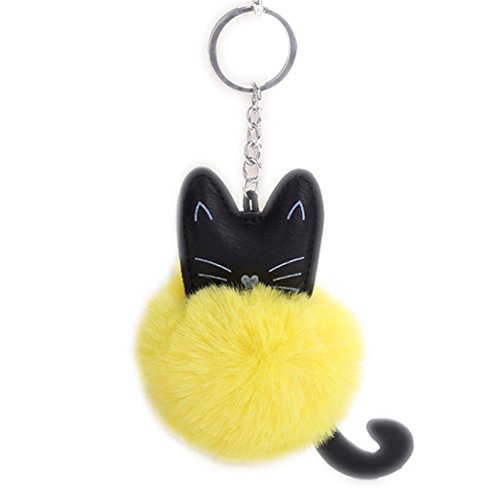 Preisvergleich Produktbild Chinget Niedlich Katze Stil Plüsch Schlüsselanhänger Charme Anhänger für Schlüsselbund Kfz Handtaschen (Gelb)