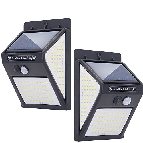 Luz Solar 140 LED Lámparas con Sensor de Movimiento Luces Exterior Impermeable con 3 Modos Inteligentes para el garaje del jardín Camino (Negro)