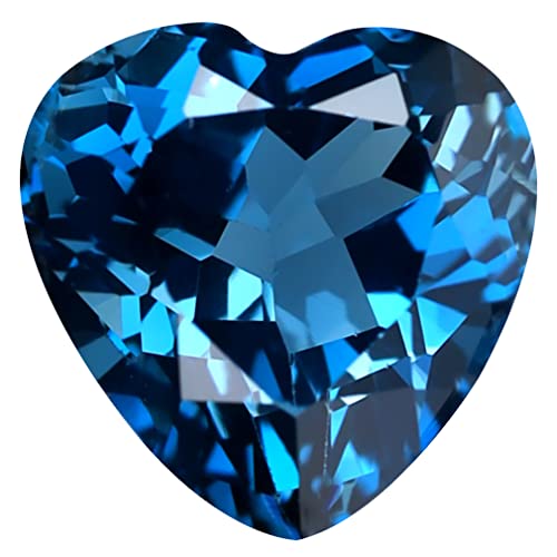 Topaze bleu de Londres naturelle 4.59 ct, pierre précieuse lâche taillée en cœur 10 mm du Brésil