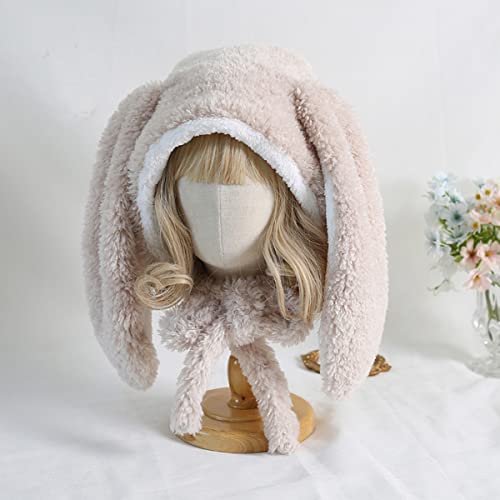 Gorro de conejo peludo para mujer, orejas largas, invierno miniatura 2