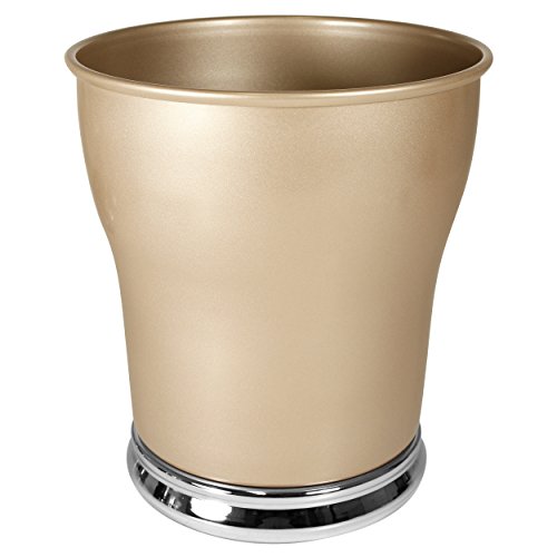 mDesign Wastebasket Trash Can for Bathroom, Office, Kitchen - Steel, Pearl Champagne/Chrome
