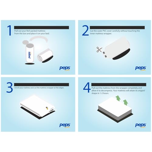 Image of peps Springkoil Cozy 6 Inch Orthopedic Bonnell Spring Mattress | Medium Firm Back Support Bed | Queen Size (75X60 Inch) | Dark Blue | 7 Year Warranty