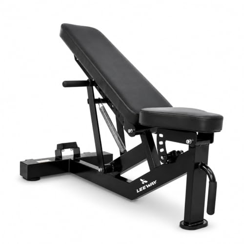 Image of Leeway LF97 Bench Press for Home Gym Table | Adjustable Gym Bench for Home| Heavy Duty Multi Incline Decline Flat Steel Workout Station | Commercial Grade Multipurpose Foldable Exercise Table (Black, Bench LF97, 1)